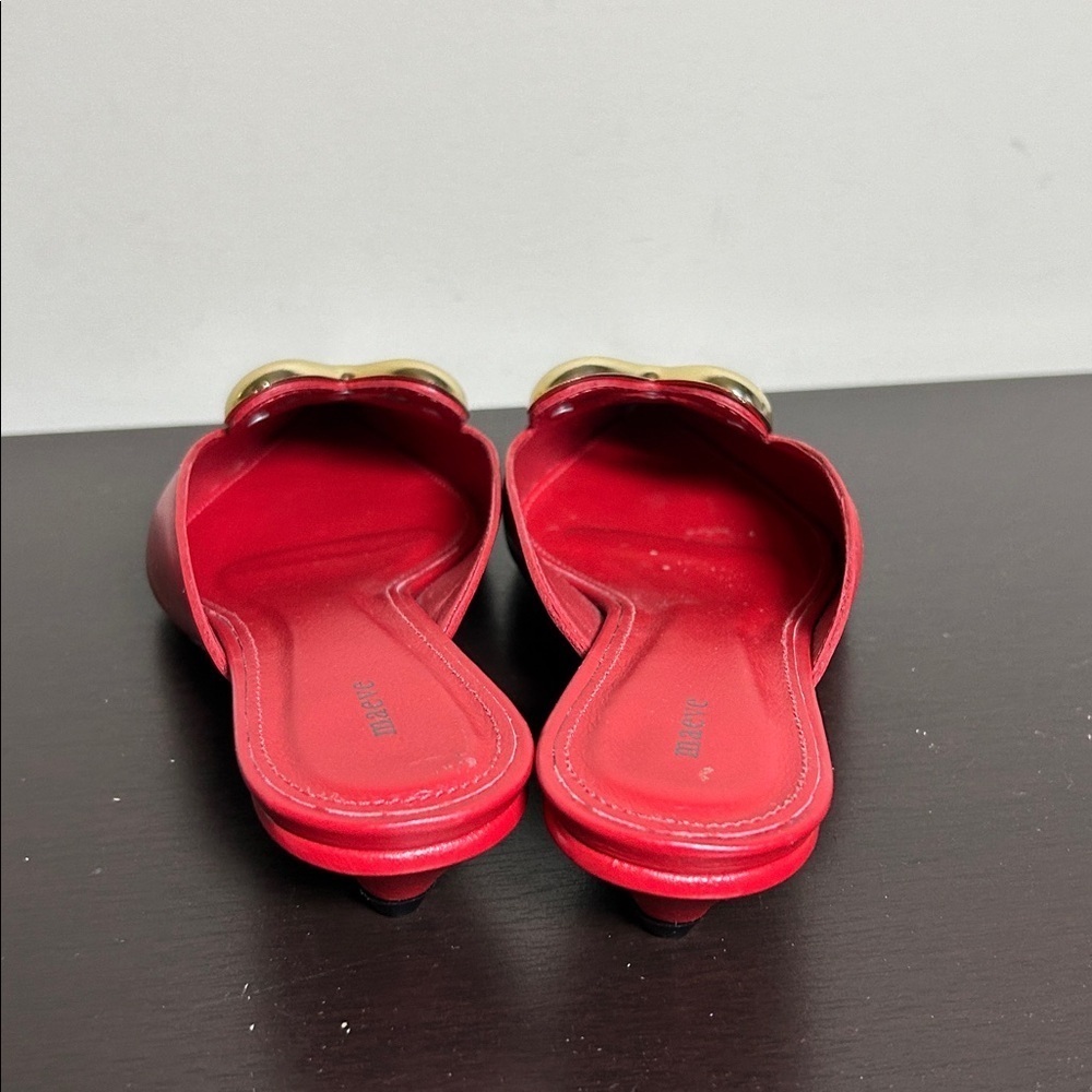 Maeve Heart Mule Heels Red Leather Slip On Kitten Heel Love Sz 38 US 7-7.5 NEW - Picture 8 of 11